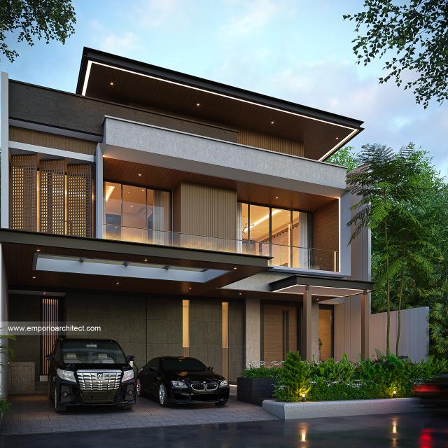 Desain Tampak Depan Rumah Modern 2 Lantai Bapak RBB di Jakarta