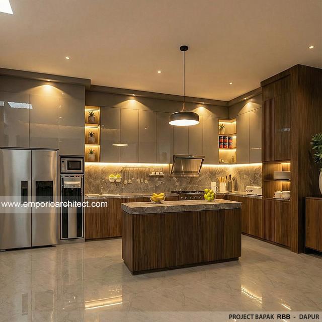 Desain Dapur Rumah Modern 2 Lantai Bapak RBB di Tangerang Selatan