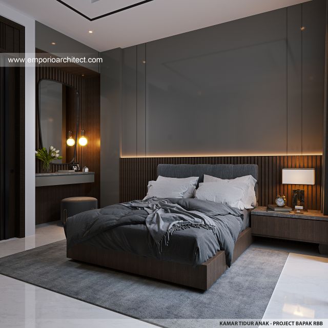 Desain Kamar Tidur Anak Rumah Modern 2 Lantai Bapak RBB di Jakarta