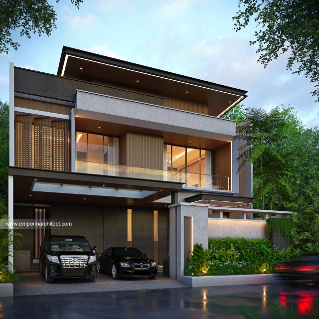 Desain Tampak Depan Dengan Pagar Rumah Modern 2 Lantai Bapak RBB di Jakarta