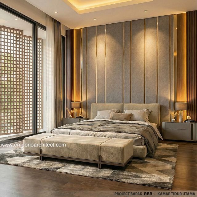 Desain Kamar Tidur Utama Rumah Modern 2 Lantai Bapak RBB di Tangerang Selatan