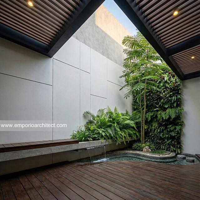 Desain Tampak Detail Belakang Rumah Modern 2 Lantai Bapak RBB di Tangerang Selatan