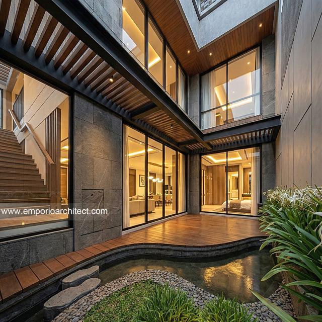 Desain Tampak Belakang Rumah Modern 2 Lantai Bapak RBB di Tangerang Selatan