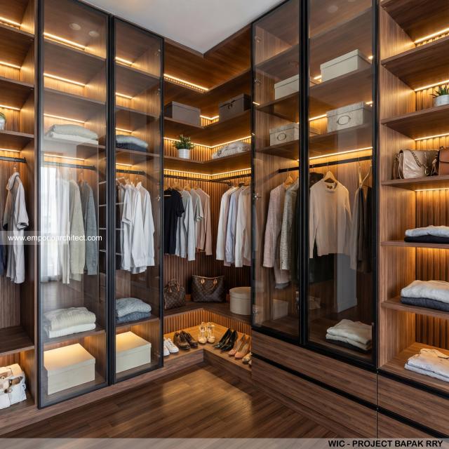 Desain Walk In Closet Rumah Modern 2 Lantai Bapak RRY di Makassar