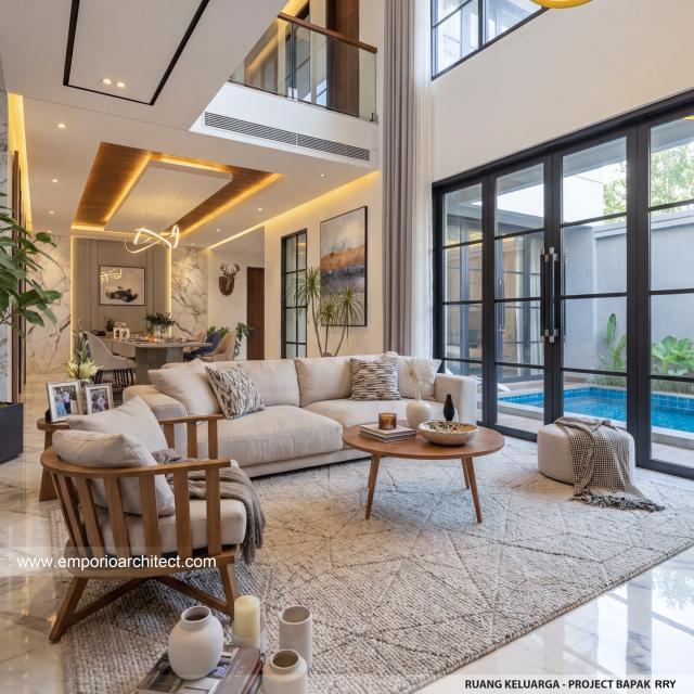 Desain Ruang Keluarga Rumah Modern 2 Lantai Bapak RRY di Makassar