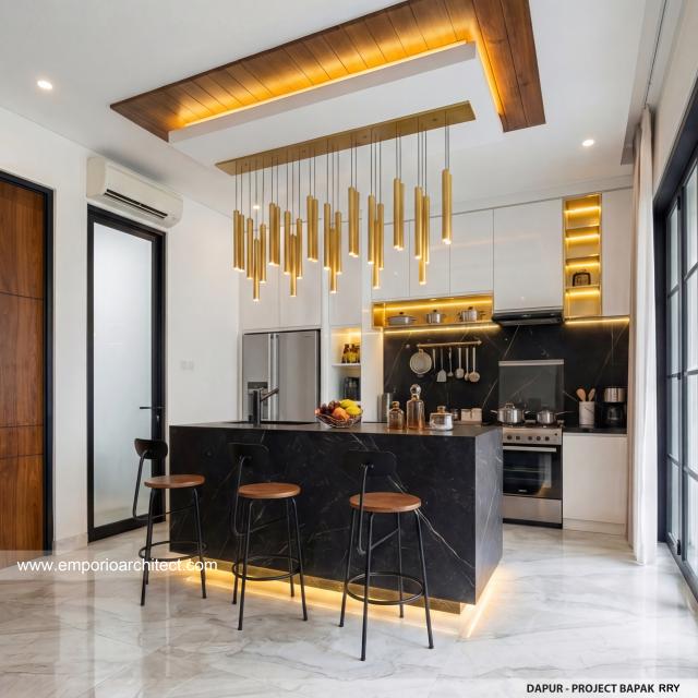 Desain Dapur Rumah Modern 2 Lantai Bapak RRY di Makassar