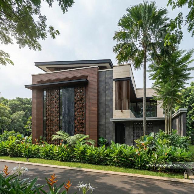 Desain Tampak Samping 2 Rumah Modern 2 Lantai Bapak RRY di Makassar
