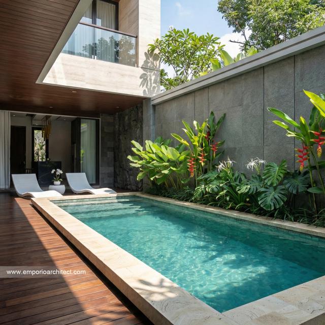 Desain Tampak Detail Belakang 2 Rumah Modern 2 Lantai Bapak RRY di Makassar