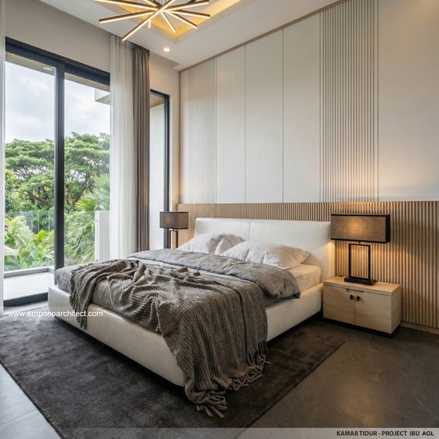 Desain Kamar Tidur Rumah Modern 2 Lantai Ibu AGL di Surabaya