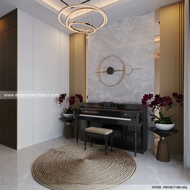 Desain Foyer Rumah Modern 2 Lantai Ibu AGL di Surabaya