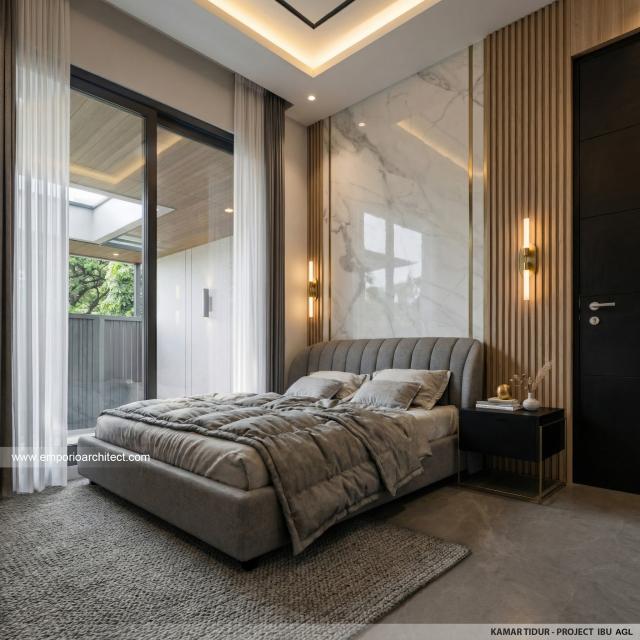 Desain Kamar Tidur Rumah Modern 2 Lantai Ibu AGL di Surabaya