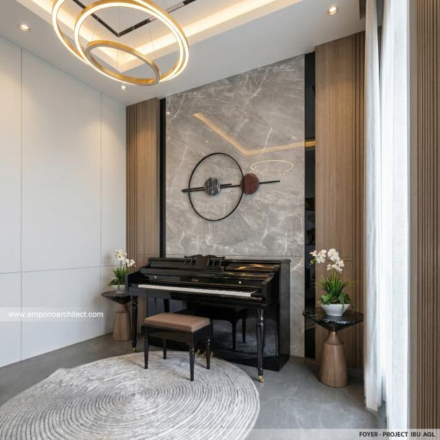 Desain Foyer Rumah Modern 2 Lantai Ibu AGL di Surabaya