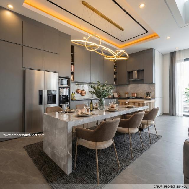 Desain Dapur Rumah Modern 2 Lantai Ibu AGL di Surabaya