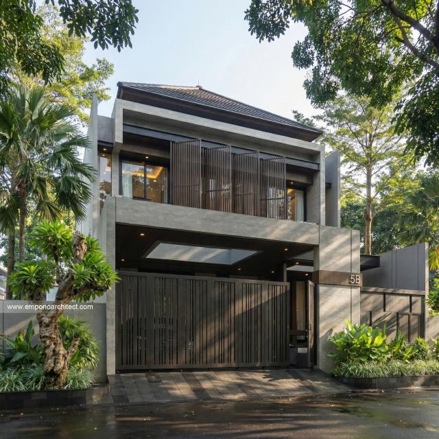 Desain Tampak Depan 3 Rumah Modern 2 Lantai Ibu AGL di Surabaya