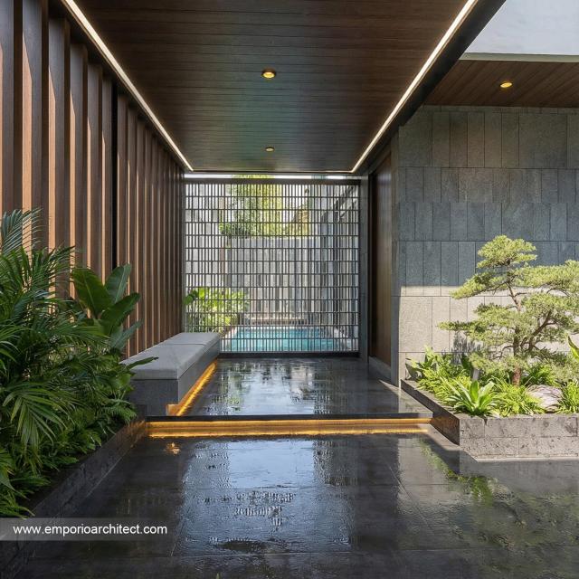 Desain Tampak Detail Samping 3 Rumah Modern 2 Lantai Bapak RS di Banten