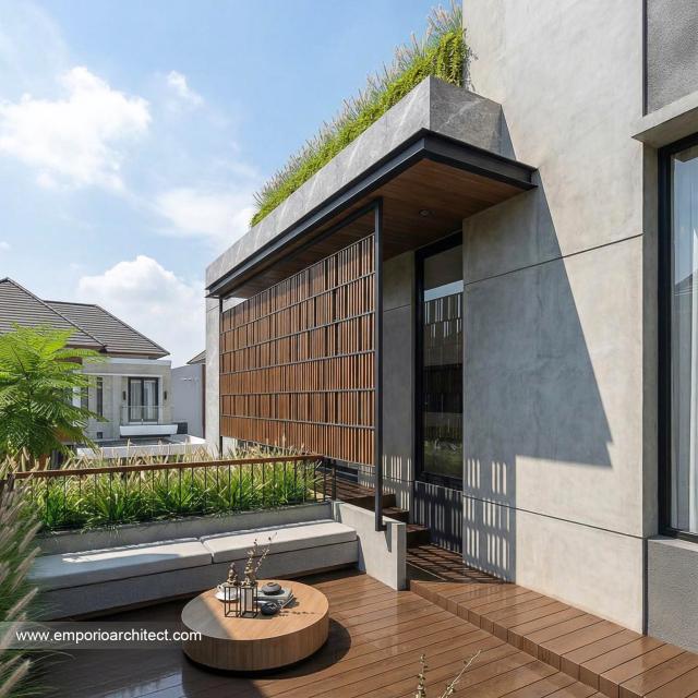Desain Area Rooftop Rumah Modern 2 Lantai Bapak RS di Banten