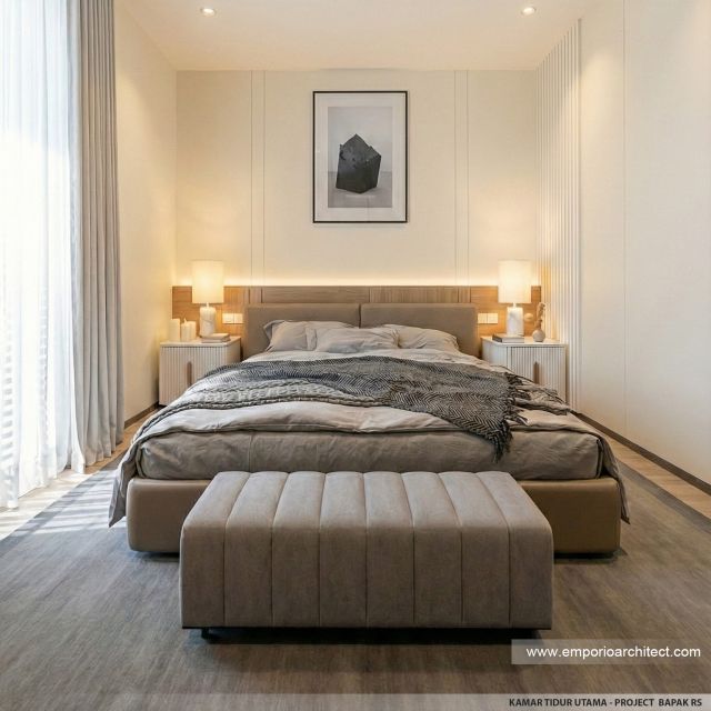 Desain Kamar Tidur Utama Rumah Modern 2 Lantai Bapak RS di Banten