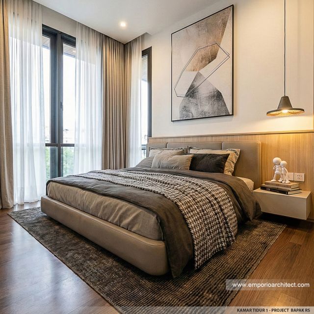 Desain Kamar Tidur 1 Rumah Modern 2 Lantai Bapak RS di Banten