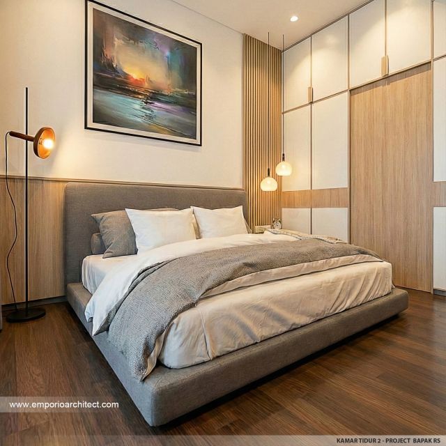 Desain Kamar Tidur 2 Rumah Modern 2 Lantai Bapak RS di Banten