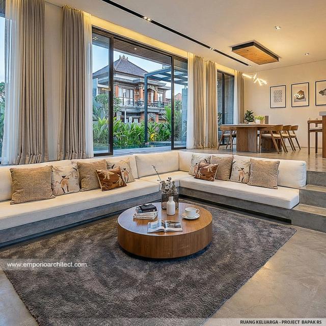 Desain Ruang Keluarga Rumah Modern 2 Lantai Bapak RS di Banten