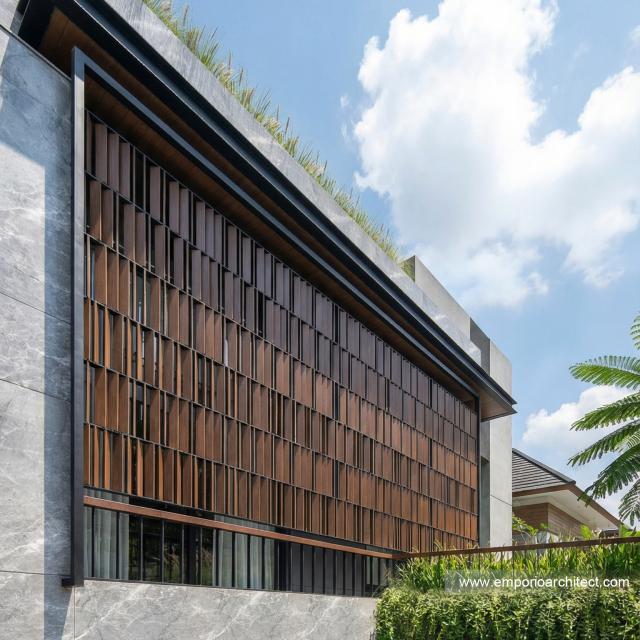 Desain Tampak Detail Samping 2 Rumah Modern 2 Lantai Bapak RS di Banten