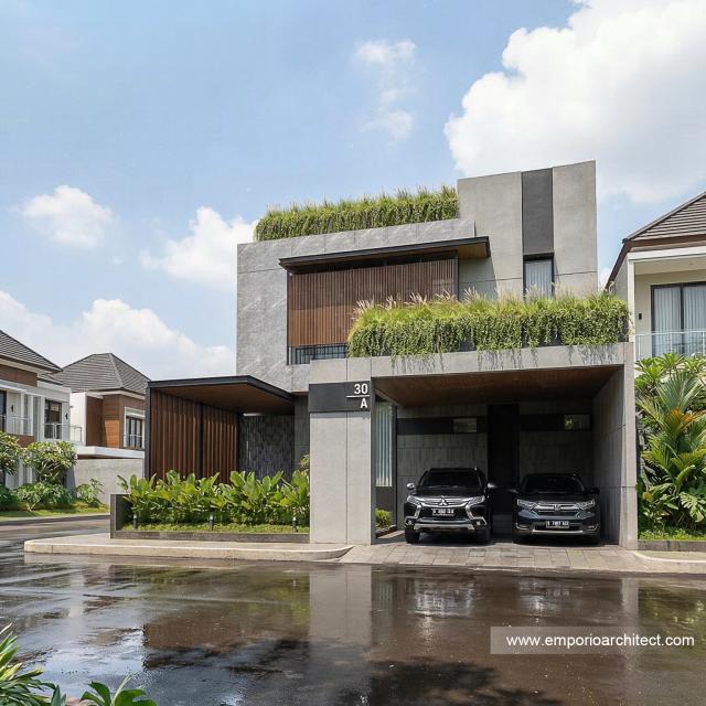 Desain Tampak Depan 2 Rumah Modern 2 Lantai Bapak RS di Banten