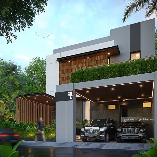 Desain Tampak Depan 2 Rumah Modern 2 Lantai Bapak RS di Banten