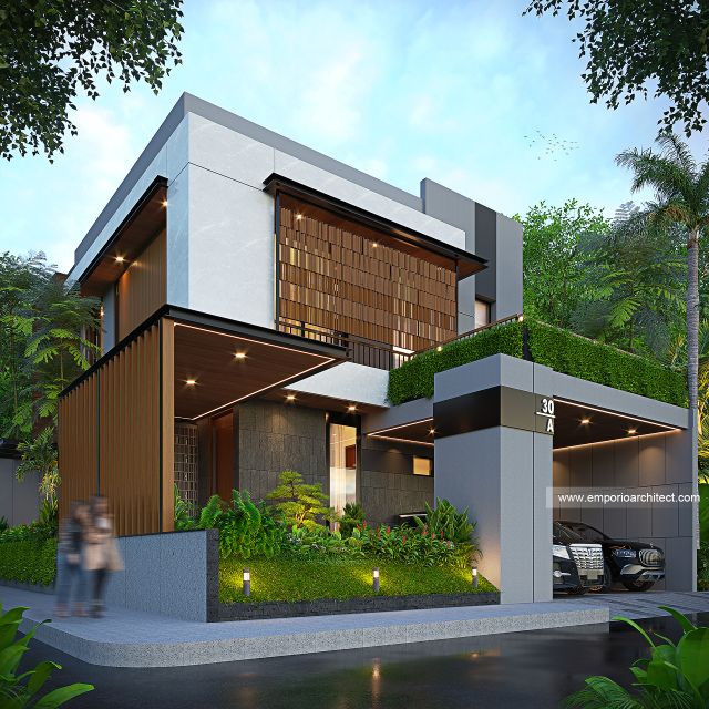 Desain Tampak Hook Rumah Modern 2 Lantai Bapak RS di Banten