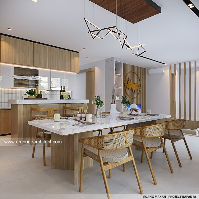 Desain Ruang Makan Rumah Modern 2 Lantai Bapak RS di Banten