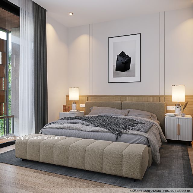 Desain Kamar Tidur Utama Rumah Modern 2 Lantai Bapak RS di Banten