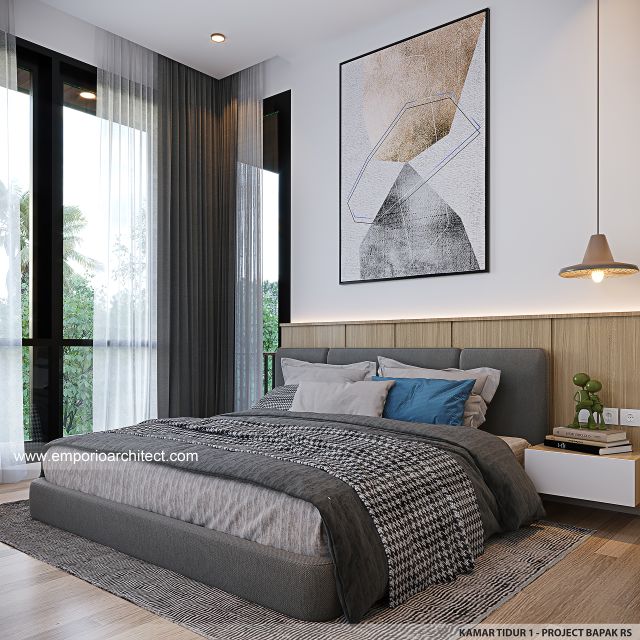 Desain Kamar Tidur 1 Rumah Modern 2 Lantai Bapak RS di Banten