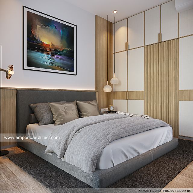 Desain Kamar Tidur 2 Rumah Modern 2 Lantai Bapak RS di Banten