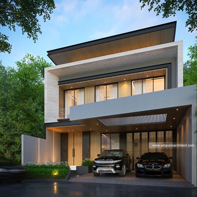 Desain Tampak Depan 2 Rumah Modern 2 Lantai Ibu SNA di Solo