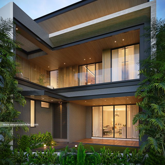 Desain Tampak Belakang Rumah Modern 2 Lantai Ibu SNA di Solo