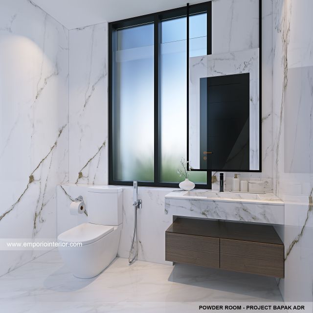 Desain Toilet Tamu Rumah Modern 2 Lantai Bapak ADR di Palembang