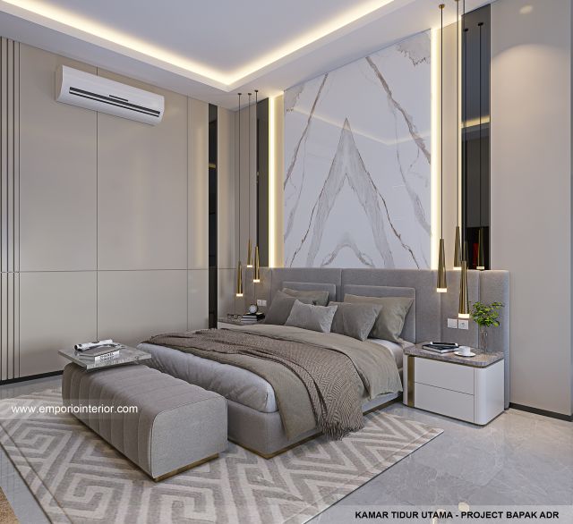 Desain Kamar Tidur Utama Rumah Modern 2 Lantai Bapak ADR di Palembang