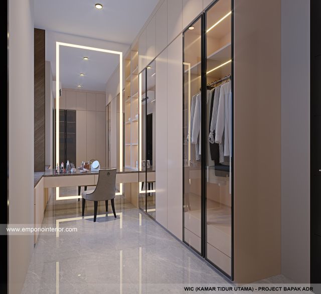 Desain WIC Kamar Tidur Utama Rumah Modern 2 Lantai Bapak ADR di Palembang