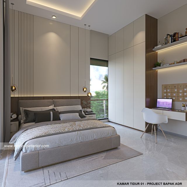 Desain Kamar Tidur 1 Rumah Modern 2 Lantai Bapak ADR di Palembang