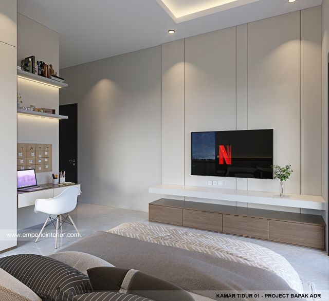 Desain Kamar Tidur 1 Rumah Modern 2 Lantai Bapak ADR di Palembang