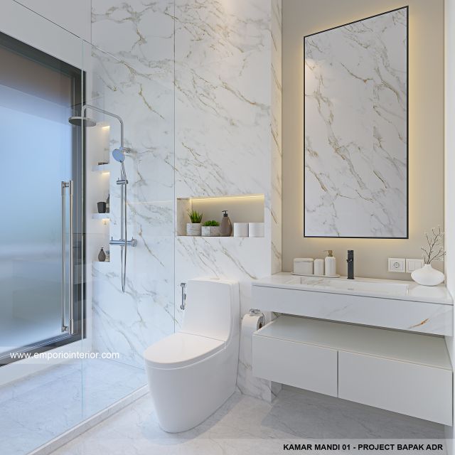 Desain Kamar Mandi 1 Rumah Modern 2 Lantai Bapak ADR di Palembang