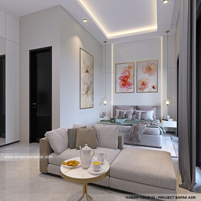 Desain Kamar Tidur 2 Rumah Modern 2 Lantai Bapak ADR di Palembang