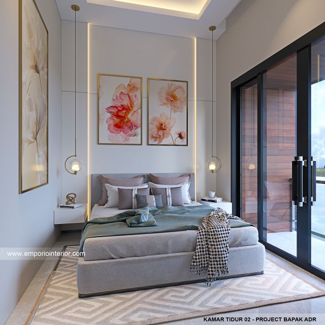 Desain Kamar Tidur 2 Rumah Modern 2 Lantai Bapak ADR di Palembang