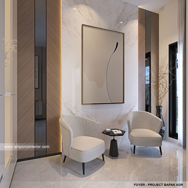 Desain Foyer Rumah Modern 2 Lantai Bapak ADR di Palembang