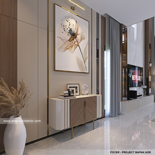 Desain Foyer Rumah Modern 2 Lantai Bapak ADR di Palembang