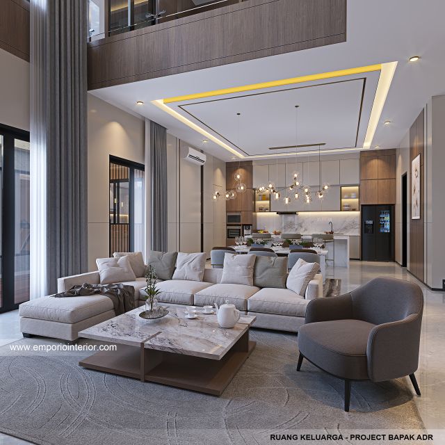 Desain Ruang Keluarga Rumah Modern 2 Lantai Bapak ADR di Palembang