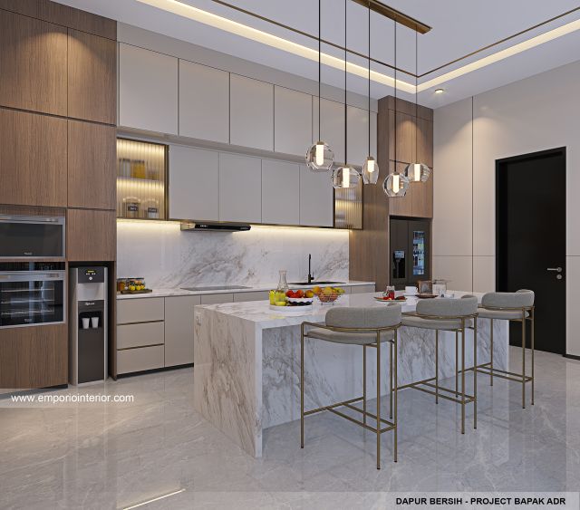 Desain Dapur Bersih Rumah Modern 2 Lantai Bapak ADR di Palembang