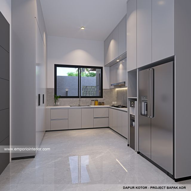 Desain Dapur Kotor Rumah Modern 2 Lantai Bapak ADR di Palembang