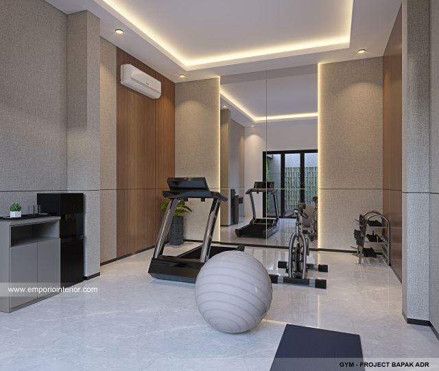 Desain Area Gym Rumah Modern 2 Lantai Bapak ADR di Palembang