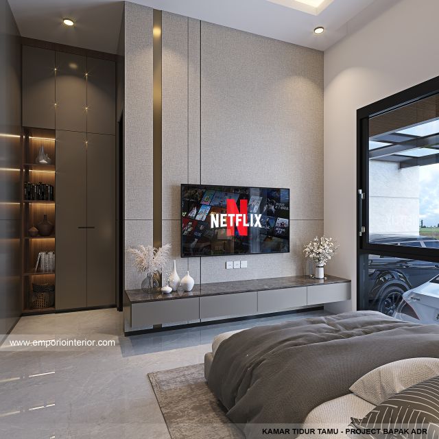 Desain Kamar Tidur Tamu Rumah Modern 2 Lantai Bapak ADR di Palembang