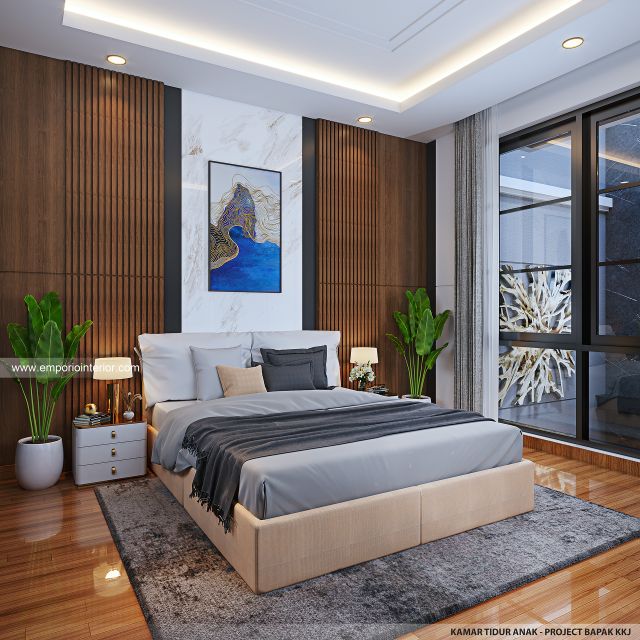 Desain Kamar Tidur Anak Rumah Modern 2 Lantai Bapak KKJ di Denpasar, Bali